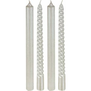 Fééric Lights and Christmas ezüst csillámgyertyák, 4 darabos készlet, karácsonyi dekoráció - Dekoráció