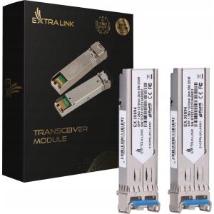 Extralink SFP 1.25G 2-pack | SFP modul | 1,25 Gbps, LC/UPC, 1310 nm, 2km, egymódú, DOM 133270509 - Switch modul