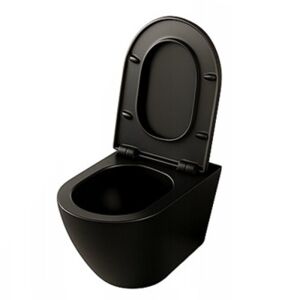 Czarna Miska WC bez Rantu z Deską Duroplast - WC