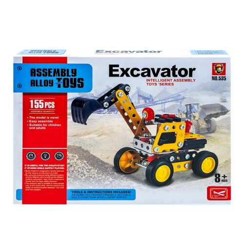 Fémépítő készlet, Kotrógép, 155 darabos készlet