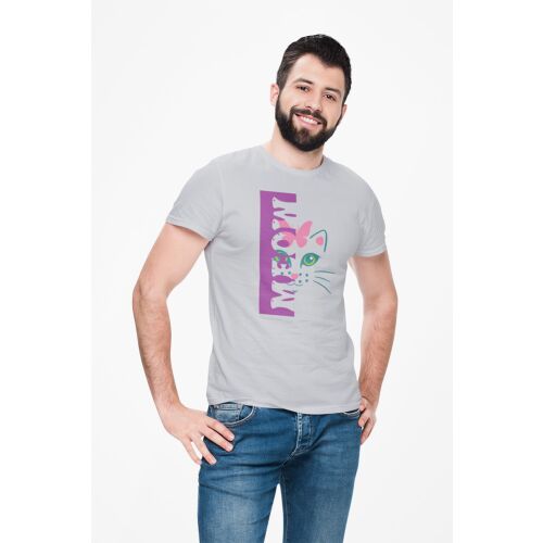 D&B Férfi/Unisex Póló ST00207 Meow Szürke-Méret 2XL 133487995 - Divat és öltözködés