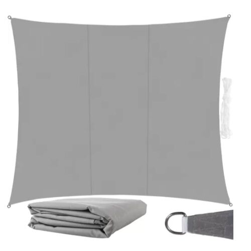 GardLov 4x3m Graues Rechteckiges Sonnensegel mit Seilen und D-Ring