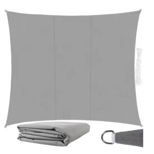 GardLov 4x3m Grey Square Shade Sail with ropes and D-ring - Awning & Shade