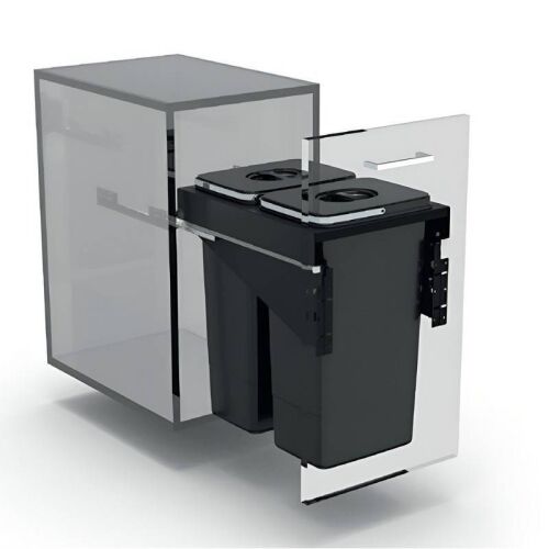 EKOTECH FRONT 40 beépíthető, kihúzható szemetes 2 x 26 literes kapacitással konyhaszekrényhez