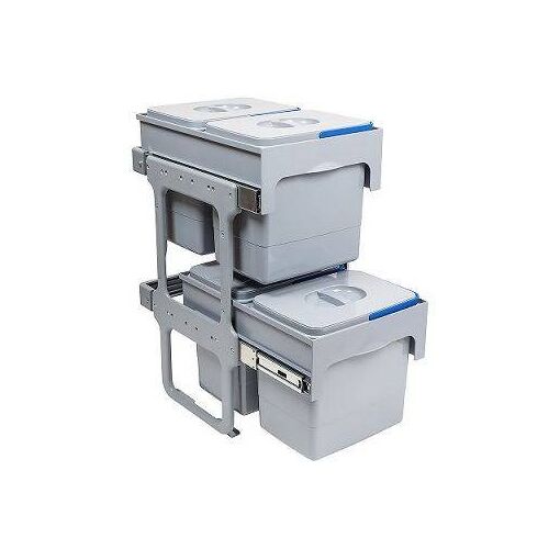 EKOTECH TANDEM SHORT 40 beépíthető kihúzható szemetes konyhaszekrényekhez, 2x15L és 2x12L rekeszekkel