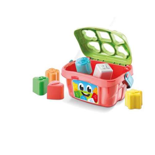 Clementoni Baby Play for Future Kôš na triedenie tvarov, červeno-zelená hračka na triedenie tvarov pre bábätká s rukoväťou a vekom
