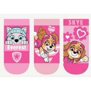 3 pár Mancs Őrjárat lány zokni, Everest, Skye és egy másik karakterrel. Rózsaszín és fehér színekben, szívekkel és virágokkal. - Mancs Őrjárat