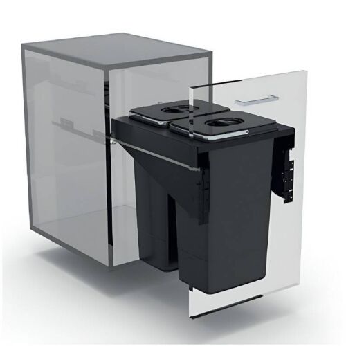 EKOTECH FRONT 45 beépíthető dupla szemetes, 2x26 literes, konyhaszekrénybe