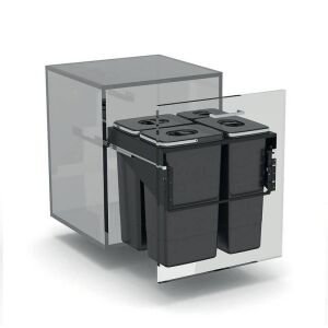 EKOTECH FRONT 60 Beépíthető kihúzható szemetes 1x7L és 3x26L vödrökkel konyhaszekrényhez - Irodabútor