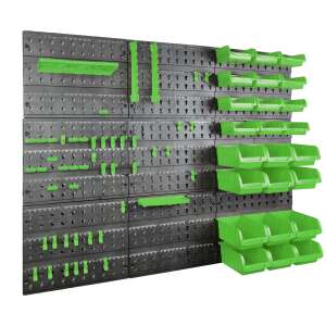 SmileHOME Tool wall with 48 batteries and 24 boxes 96x82,5cm #fekete-zöld