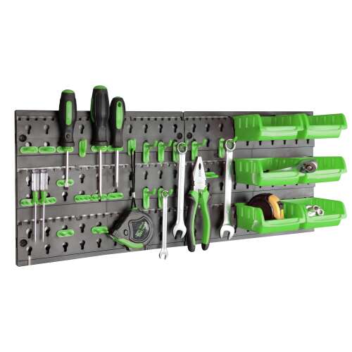 SmileHOME by Pepita Werkzeugwand mit 24 Aufhänger und 6 Boxen 55x32,5cm #schwarz-grün