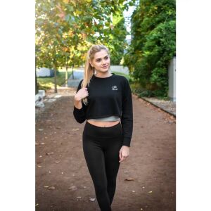 ALTISPORT fekete crop felső pulóver nőknek, sportruházat divat - Női pulóver