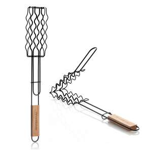 InnovaGoods sausage grill, black metal with wooden handle, for grilling sausages, hot dogs, and other food - InnovaGoods