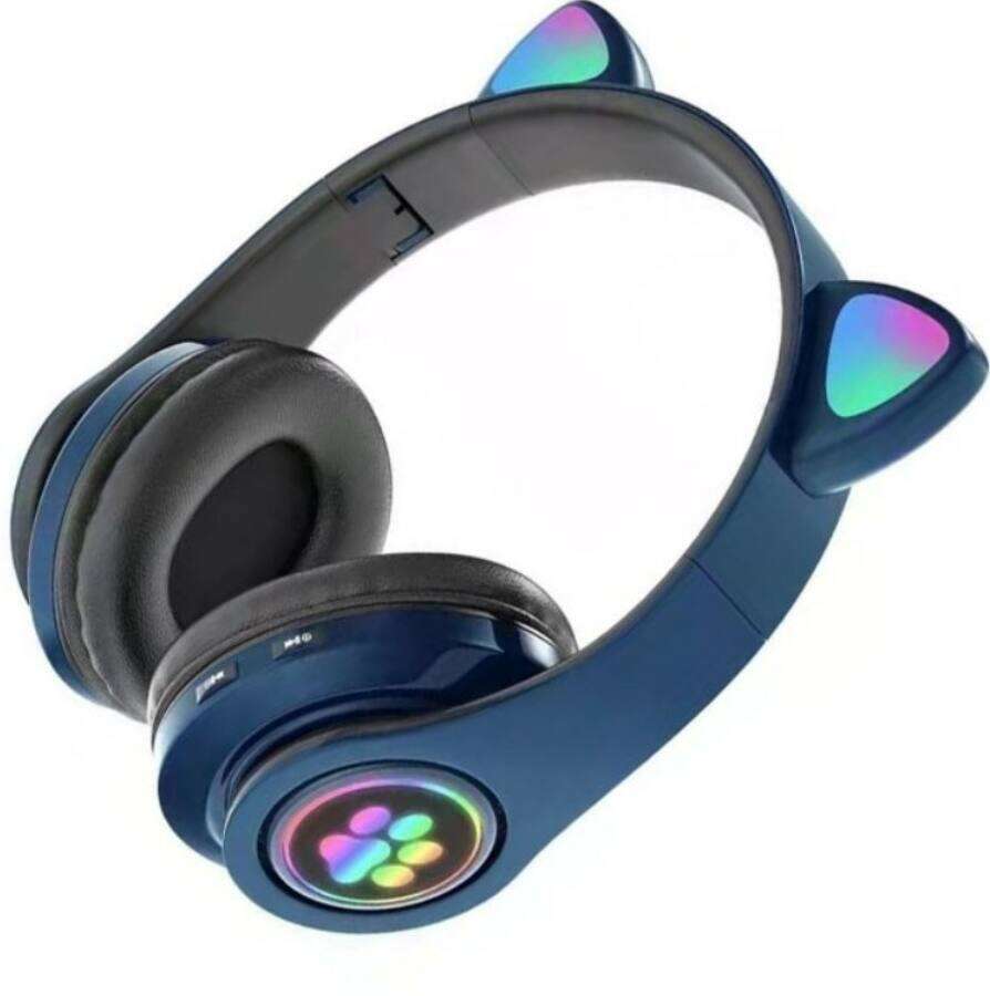 Безжични светещи слушалки Cat Bluetooth 5.0 тъмно сини