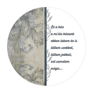 Nyomtatott fa tábla koszorú közép - Ez a ház 14,8cm