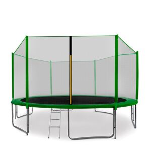 Trambulin külső védőhálóval 400/396 cm cm AGA SPORT PRO MRP1013DG + létra és cipőtartó - Sötét zöld
