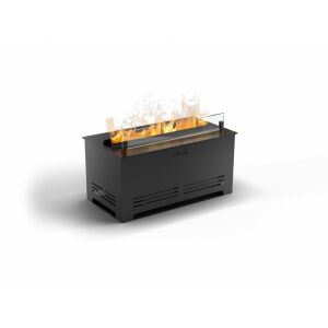 Električni kamin CLOUDY, s vodenom parom s OPTIMYST TEHNOLOGIJOM, 407 x 136 x 220 mm, ugradbeni, izrađen od čelika, s daljinskim upravljačem, keramička cjepanica, 2 držača za čaše, set od 2 bočice, aromatični miris s privjeskom uključen, crni, s realističnim zvukom gorenja drva, podešavanje visine plamena: 6 stupnjeva 133568011 - Kamin