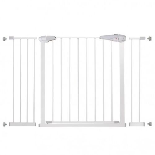 Springos white adjustable safety gate with extensions
