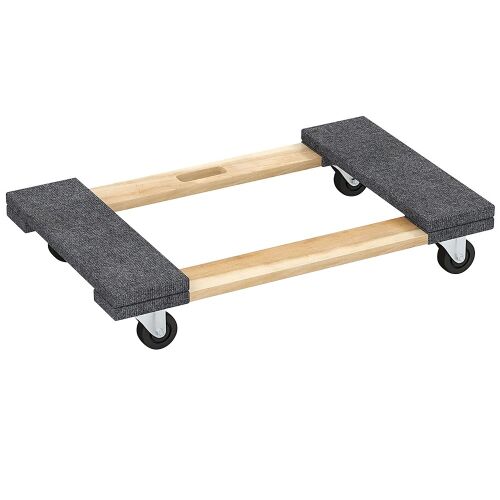 Timeless Tools bútorszállító kocsi, fa keret szürke párnázott végekkel és forgó kerekekkel
