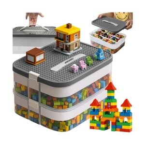 Kruzzel kétszintes építőkocka tárolódoboz építőkockákkal - Kruzzel