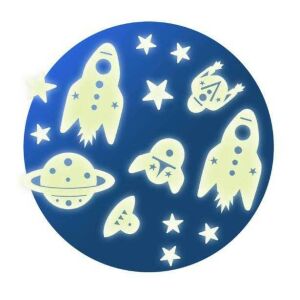 Dekoratív matricák, Djeco, Cosmos, 62 fluoreszkáló darab, falra, többszínű 133638625