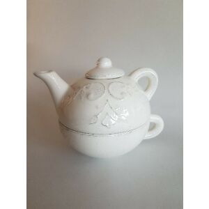 Romantikus csipkés egyszemélyes teáskészlet,0,25 l,natur,kerámia,kézzel festett