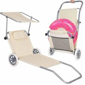 Springos Folding Beach Chair, 120kg - Beige 133636061