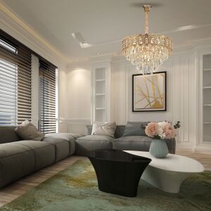 Elegantný krištáľový luster G049-CP v obývacej izbe - Lampy&osvetlenie