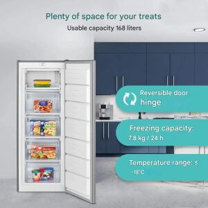 Bomann GS7364IX álló fagyasztószekrény 168 literes kapacitással, nyitott ajtóval - Fagyasztóláda és Fagyasztószekrény