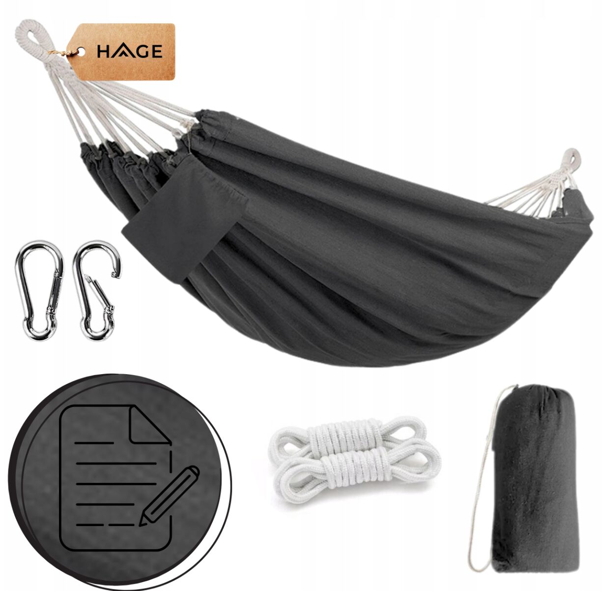 E-shop Dvojitá záhradná hojdacia sieť Hage 150x275cm, nosnosť 240 kg - sivá