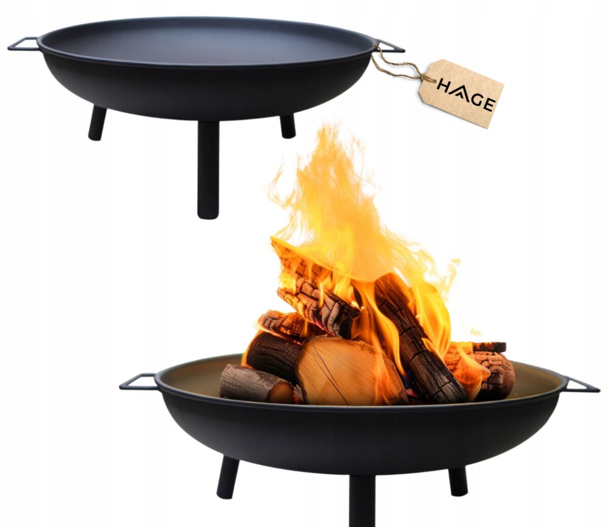 Milano acél kerti Tűzrakóhely fogantyúval 60cm - Fekete