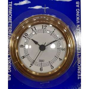 Златен кръгъл кварцов часовник с бял циферблат, 06752 - Дом и градина