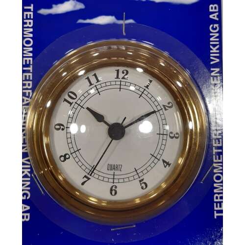 Złoty okrągły zegar kwarcowy z białą tarczą, 06752