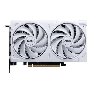 Karta graficzna MSI GeForce RTX 5060 Ventus 2X White, widok z przodu z dwoma wentylatorami - Karta graficzna