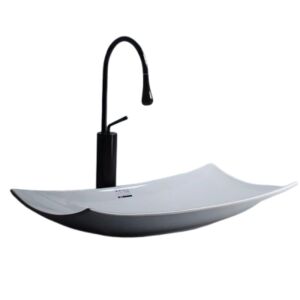 Fürdőszobai mosdókagyló/mosogató, Zadabso®, Kerámia, modern design, téglalap alakú, teljes kerámia lefolyókészlet, 68x34x8 cm, fehér 133737558 - Zadabso