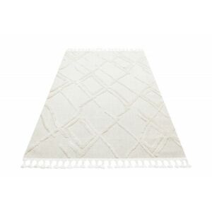 Ukośny widok białego dywanu Bakero Terrazzo 03 z frędzlami - Dom i ogród