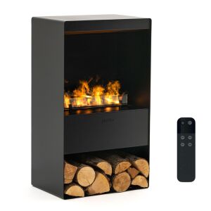 Elektrokamin STEAMY, 480 x 835 x 320 mm, mit Wasserdampf, aus Stahl, mit hitzebeständigem Glas, Fernbedienung, Keramikscheite inklusive, Indoor, schwarz, Wassertankinhalt: 1 Liter, mit Sound! 133809544