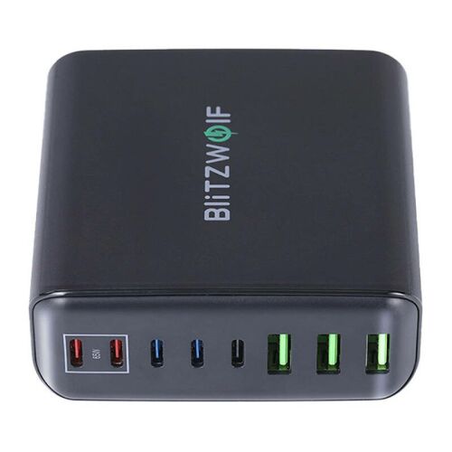 Blitzwolf BW-S26 250W Fali Töltő - 2x USB-A, 3x USB-C, 3x USB - Fekete 133874569 - BlitzWolf