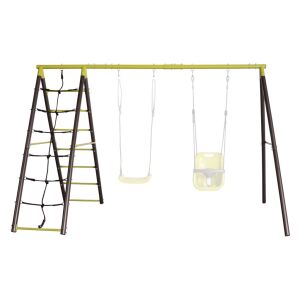 G21 fém hintaállvány létrával, mászóhálóval és hinta rögzítőkkel - Kültéri hinta