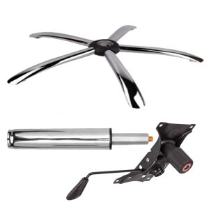 Zestaw metalowych talerzy balansowych 22 cm x 15 cm, podstawa 60 cm i cylinder tłokowy, gazowy, do krzeseł biurowych, srebrny, 35 cm 135876554 - Akcesoria do krzeseł biurowych