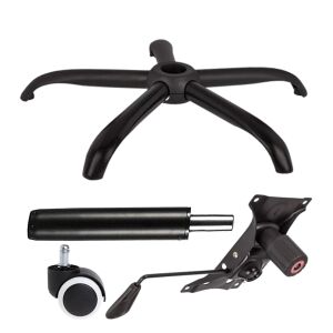 Zestaw metalowych płyt balansowych 22 cm x 15 cm, podstawa 64 cm, uniwersalna rolka gumowa i cylinder tłokowy, gazowy, do krzeseł biurowych, czarny, 35 cm 135876855 - Akcesoria do krzeseł biurowych