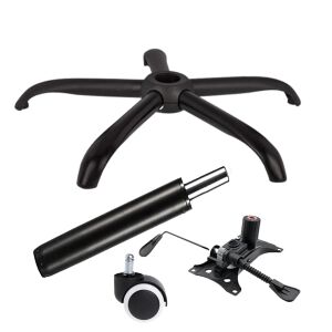 Zestaw metalowych płyt balansowych 25 x 15 cm, podstawa 64 cm, uniwersalna rolka gumowa i cylinder tłokowy, gazowy, do krzeseł biurowych, czarny, 35 cm 140723987 - Akcesoria do krzeseł biurowych