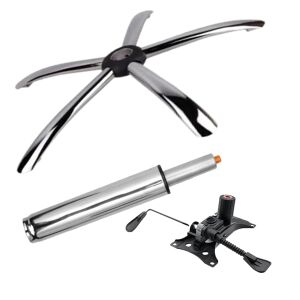 Zestaw metalowych talerzy balansowych 25 x 15 cm, podstawa 60 cm i cylinder tłokowy, gazowy, do krzeseł biurowych, srebrny, 35 cm 140744872 - Akcesoria do krzeseł biurowych