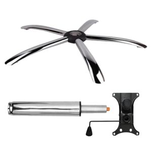 Zestaw metalowych talerzy balansowych 20 cm x 15 cm, podstawa 60 cm i cylinder tłokowy, gazowy, do krzeseł biurowych, srebrny, 35 cm 135875465 - Akcesoria do krzeseł biurowych