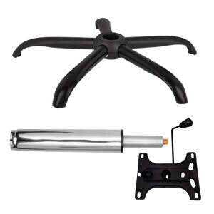 Zestaw metalowych talerzy balansowych 26 x 15 cm, podstawa 64 cm i cylinder tłokowy, gazowy, do krzeseł biurowych, srebrny, 35 cm 136076156 - Akcesoria do krzeseł biurowych