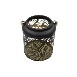 Dekorative Metalllaterne mit abstraktem Blättermuster und Seilgriff, 17 cm, Arti Casa
