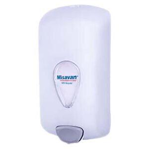 Eco-Line folyékonyszappan adagoló, 1 literes, csöpögésgátló rendszerrel, biztonsági zárral és kulccsal, fehér 135910341 - Misavan