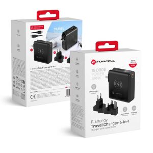 FORCELL F-ENERGY multifunkčná nabíjačka 45W 6v1 s konektormi USB A a USB C, 15000mAh externá batéria a 15W bezdrôtové nabíjanie 135960424 - Forcell