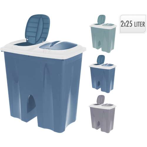 Szelektív 2x25L Dual-Mülltonne, Blau und Weiß