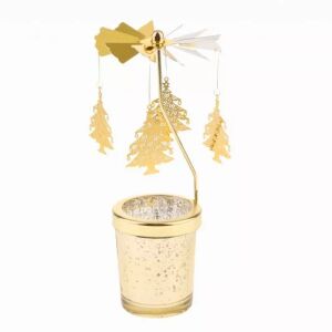 Dekoratív gyertyatartó Forgó körhinta fenyőfákkal